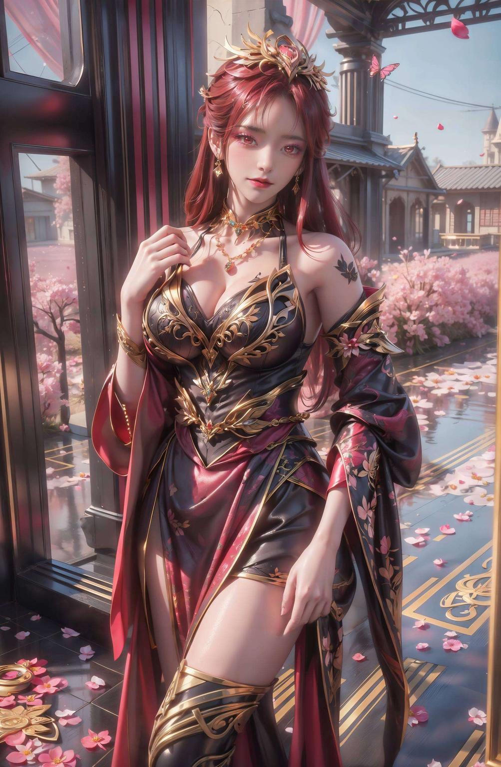 暗黑美学新风尚红衣魅影映壁纸