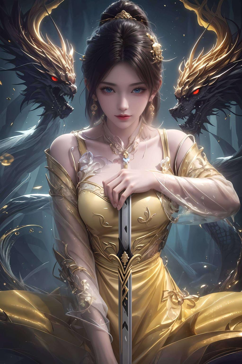 墨蓝天空下金瓶儿壁纸