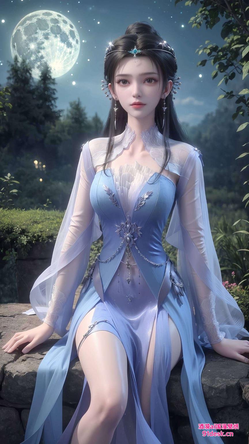 李慕婉身着华美礼服为你的电脑锁屏增添光彩