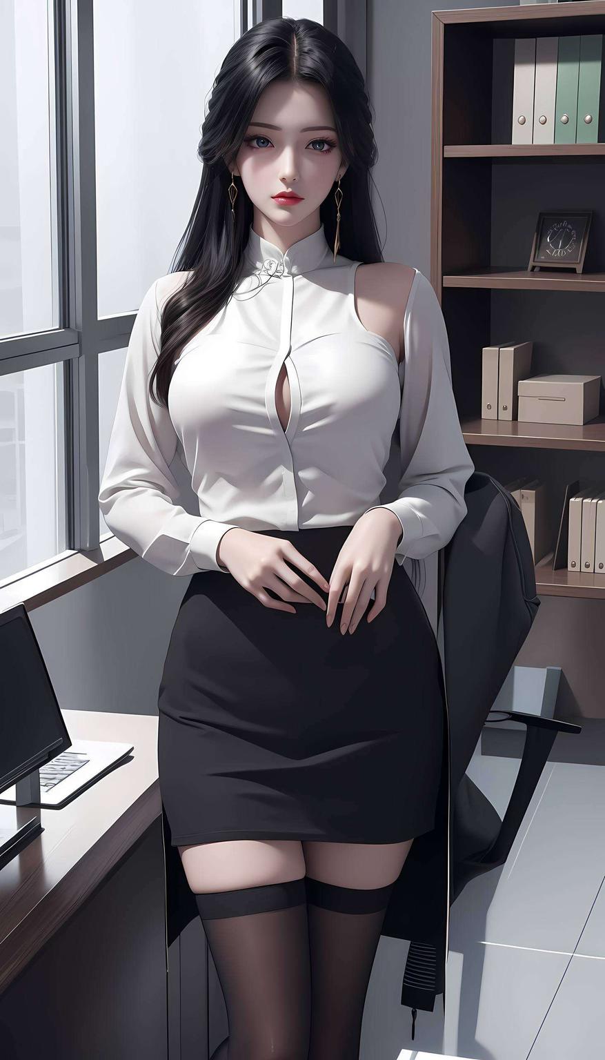 高清黑衣柳神为你的电脑桌面增添动漫魅力！