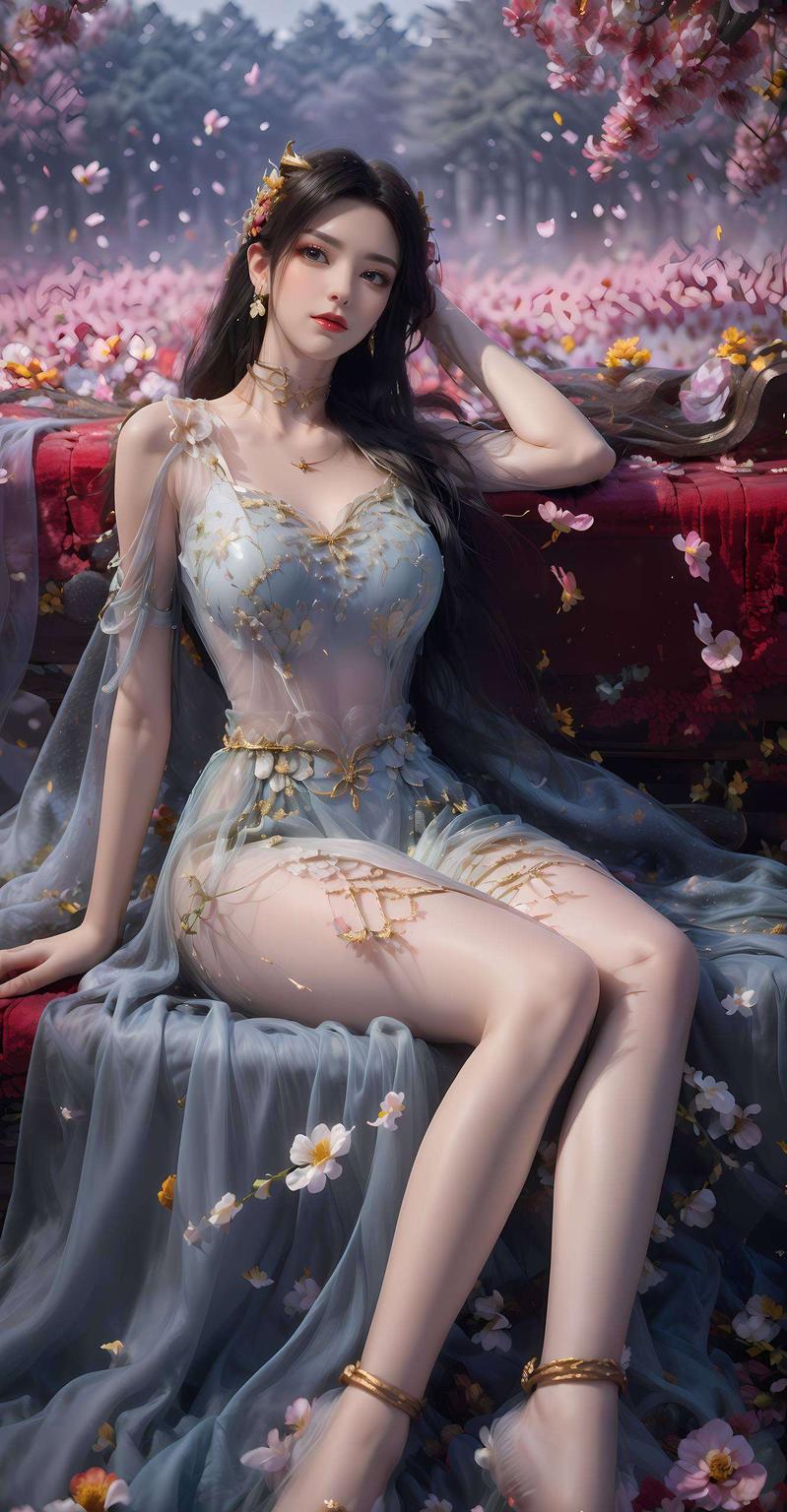 冰蓝长发如瀑布般垂落眼神犀利