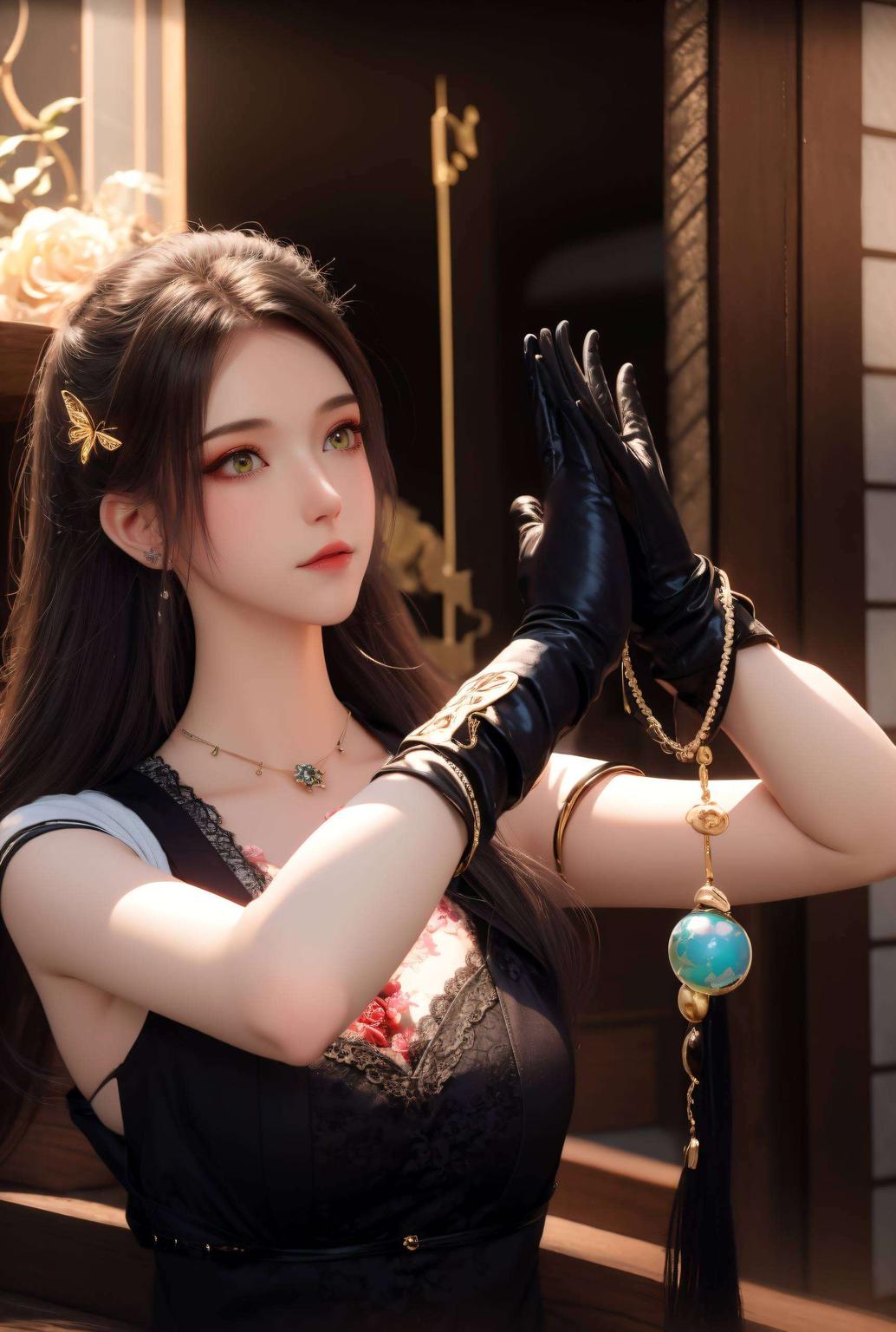 高清细腻绚丽光影映衬绝美少女
