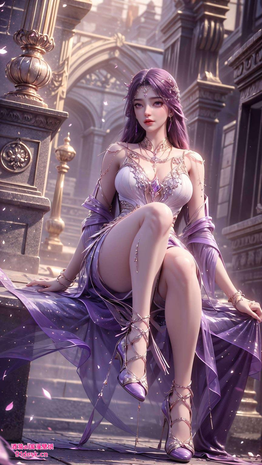 动漫女神云曦高清壁纸手机粉色映衬