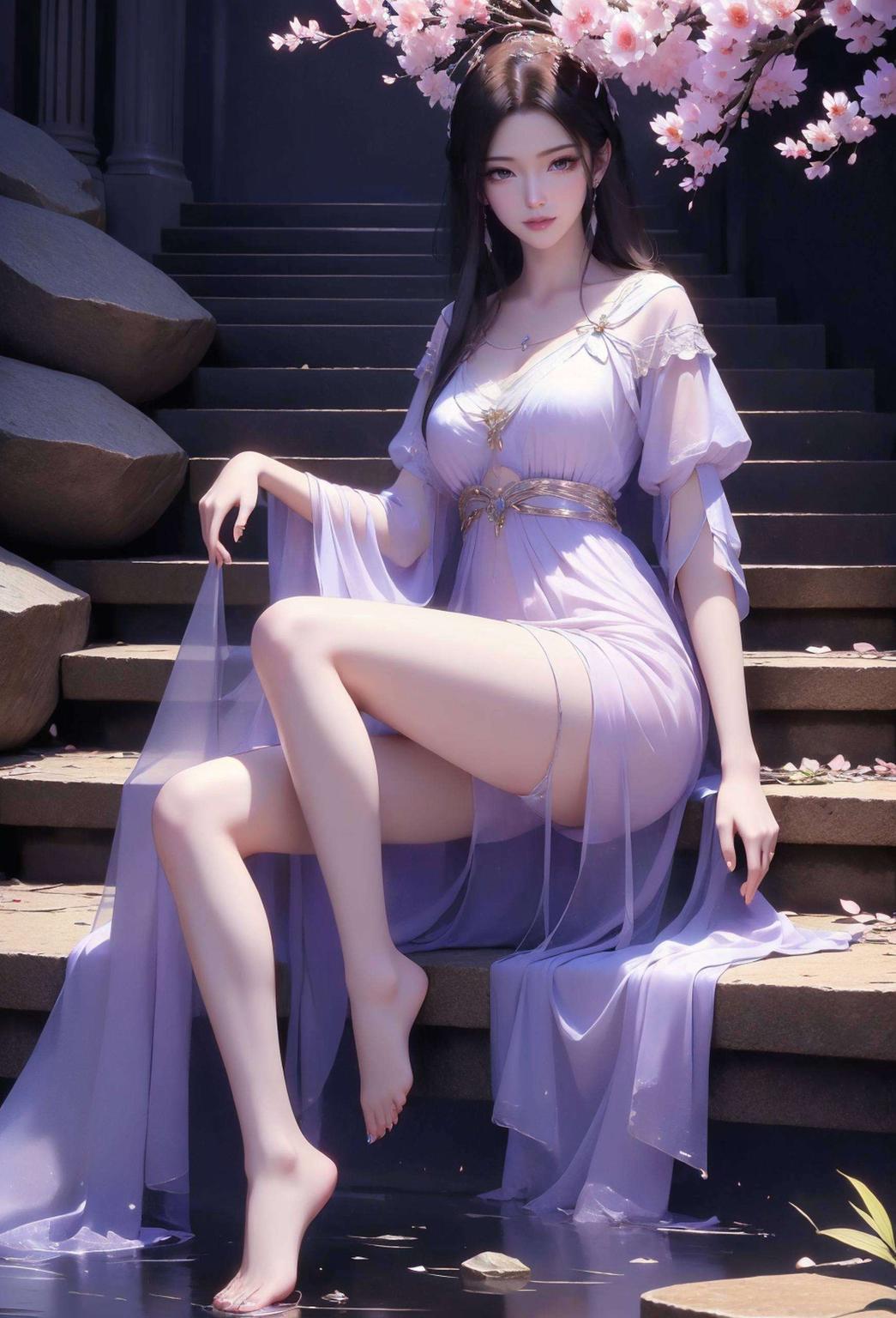 紫灵独自站在雨中主角是我们的国漫女神——紫灵！她那忧郁的眼神