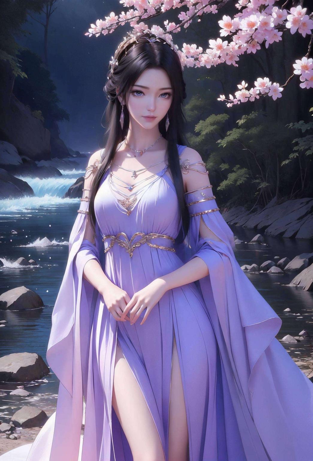 修仙画卷！紫灵仙子风华绝代墨色山水间