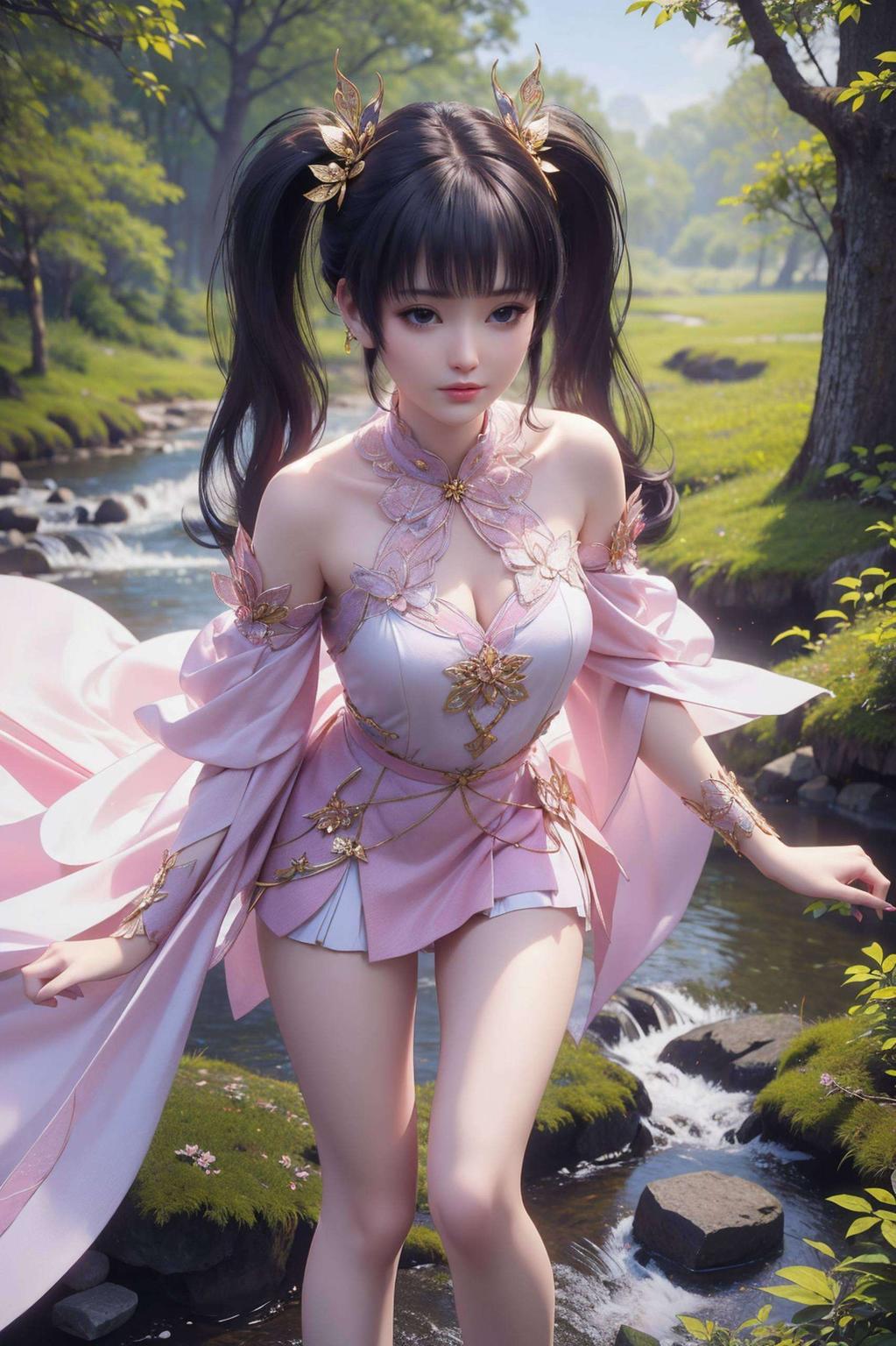 色彩饱满那双轻盈赤脚在花丛中漫步